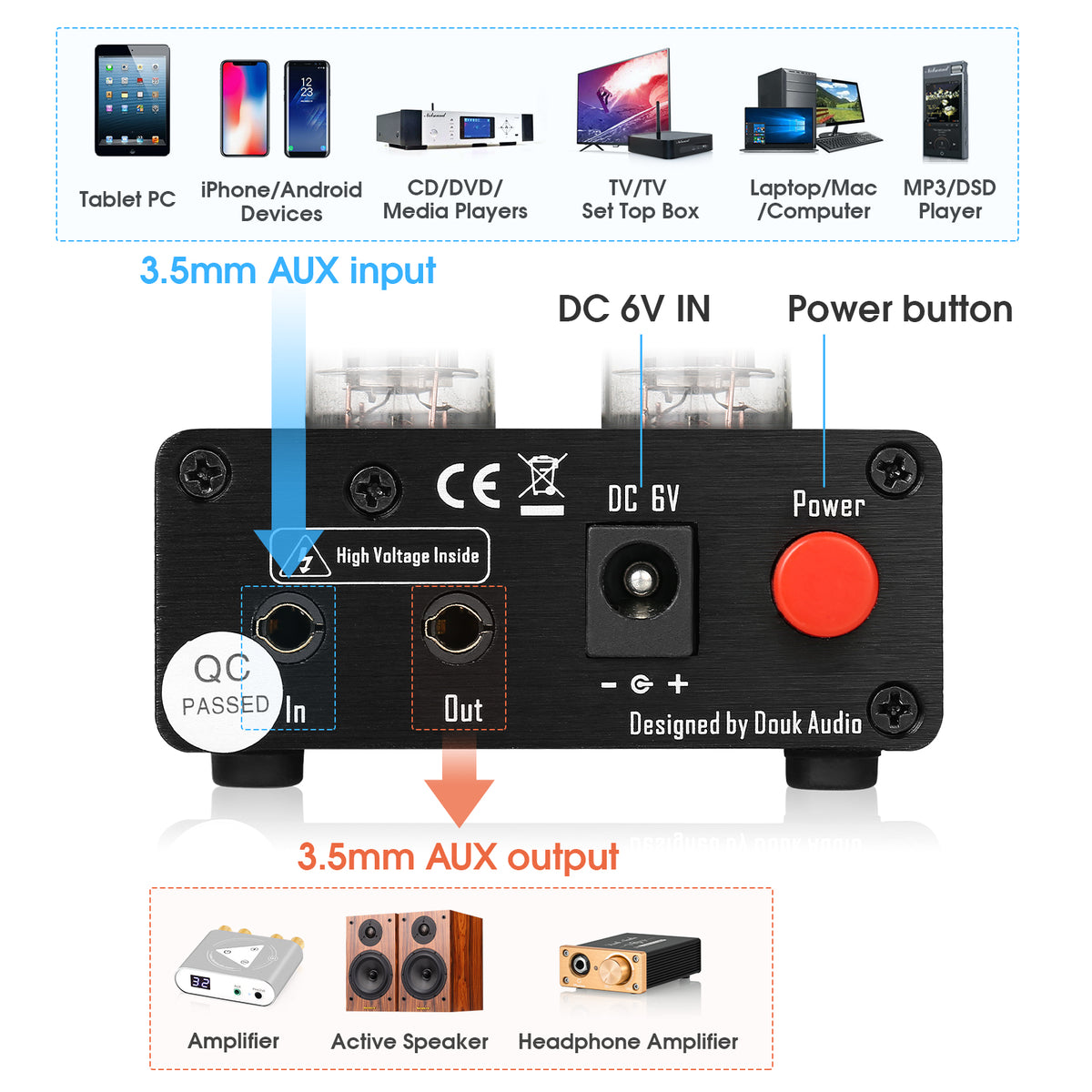 Nobsound NS-10P Mini Vacuum Tube Stereo Preamp HiFi Home Audio Pre-Amplifier with Treble Bass Control
