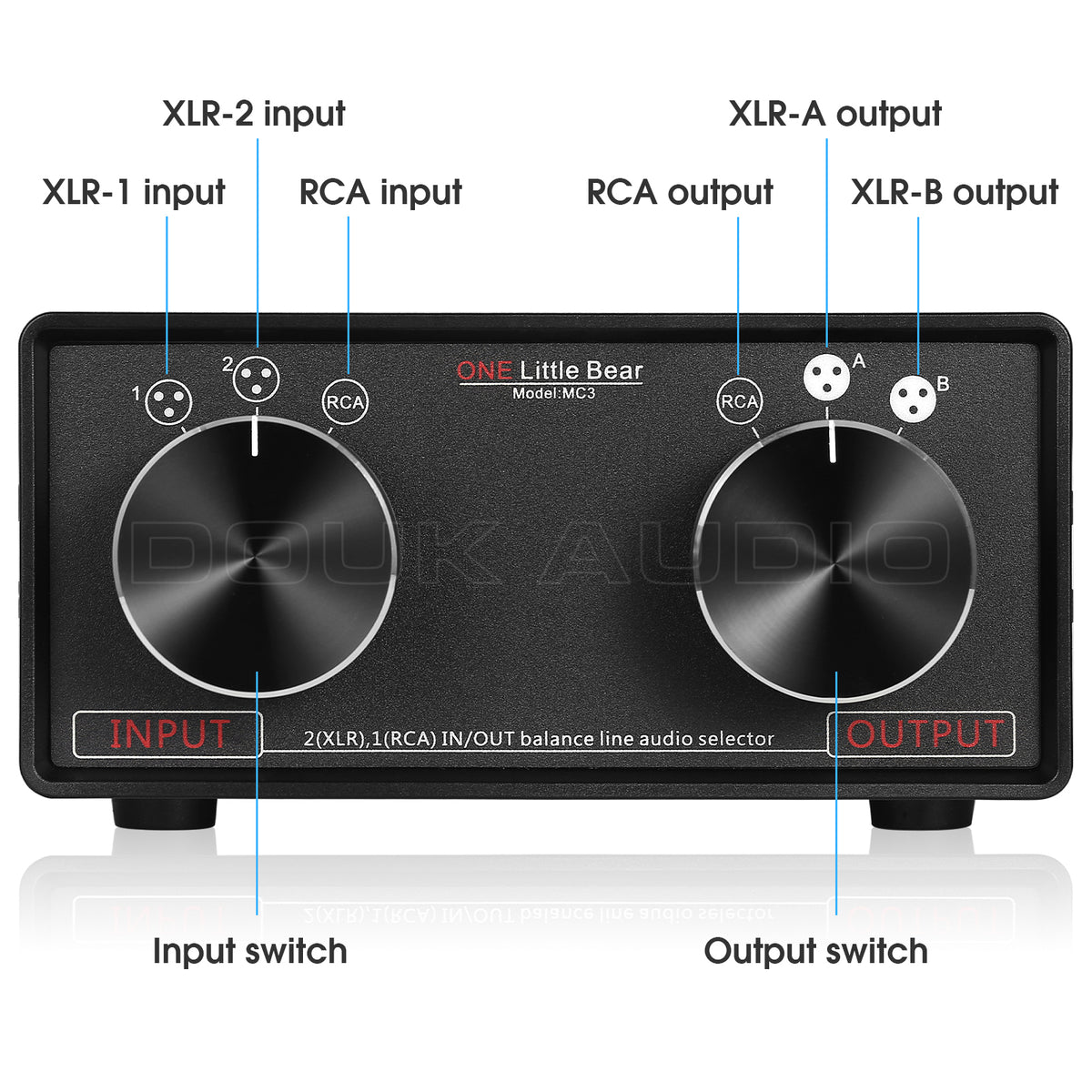 Little Bear MC3 3-IN-3-OUT XLR Balanced / RCA Stereo Converter Audio Selector Box Passive Preamp