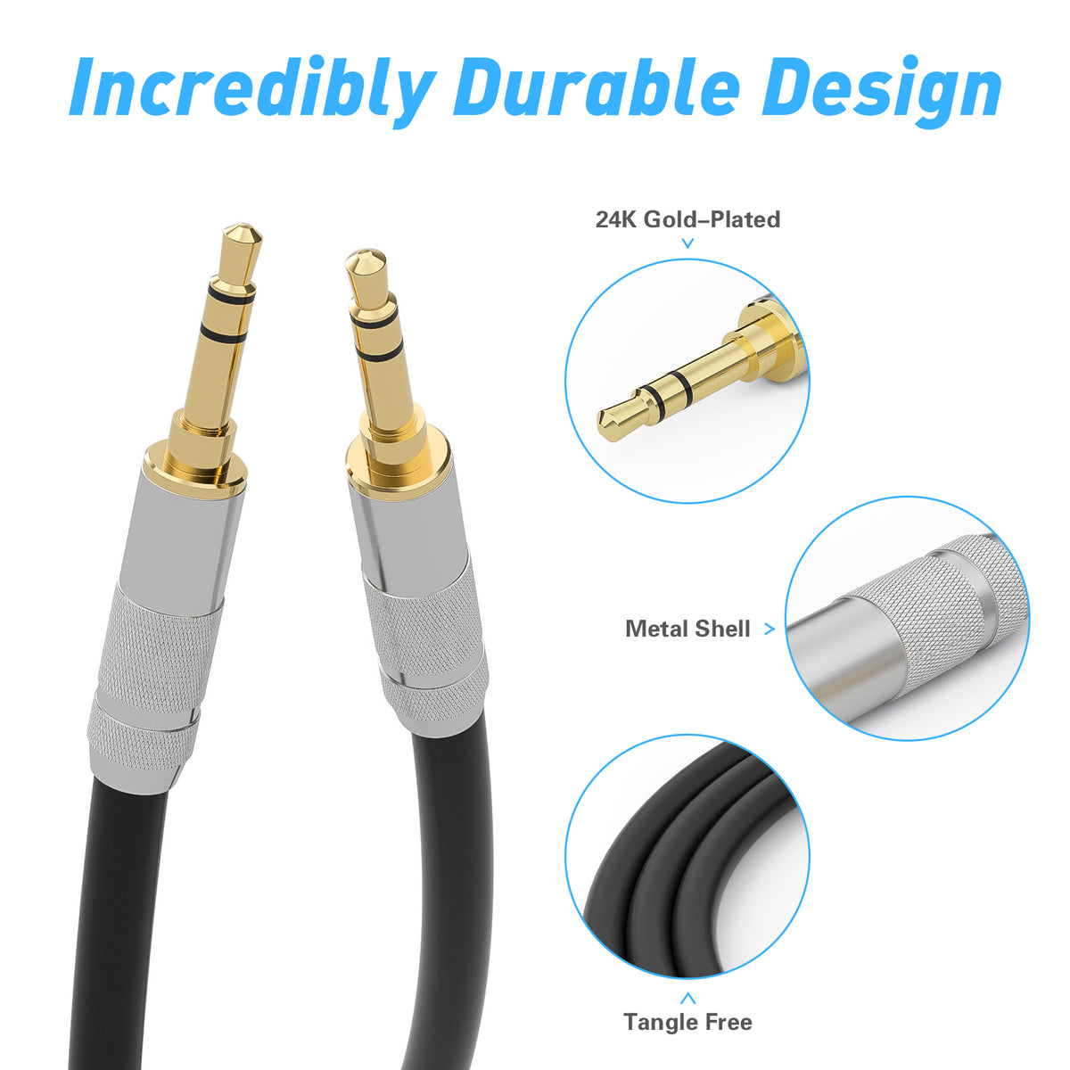 Douk Audio HiFi 3.5mm Male to Male Stereo Audio Cable Auxiliary/AUX Cord for Car/Home