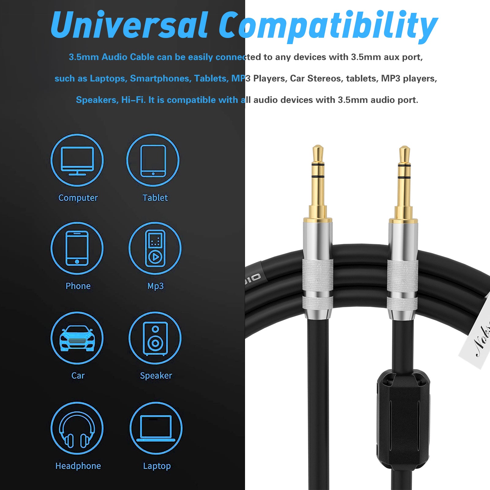 Douk Audio HiFi 3.5mm Male to Male Stereo Audio Cable Auxiliary/AUX Cord for Car/Home