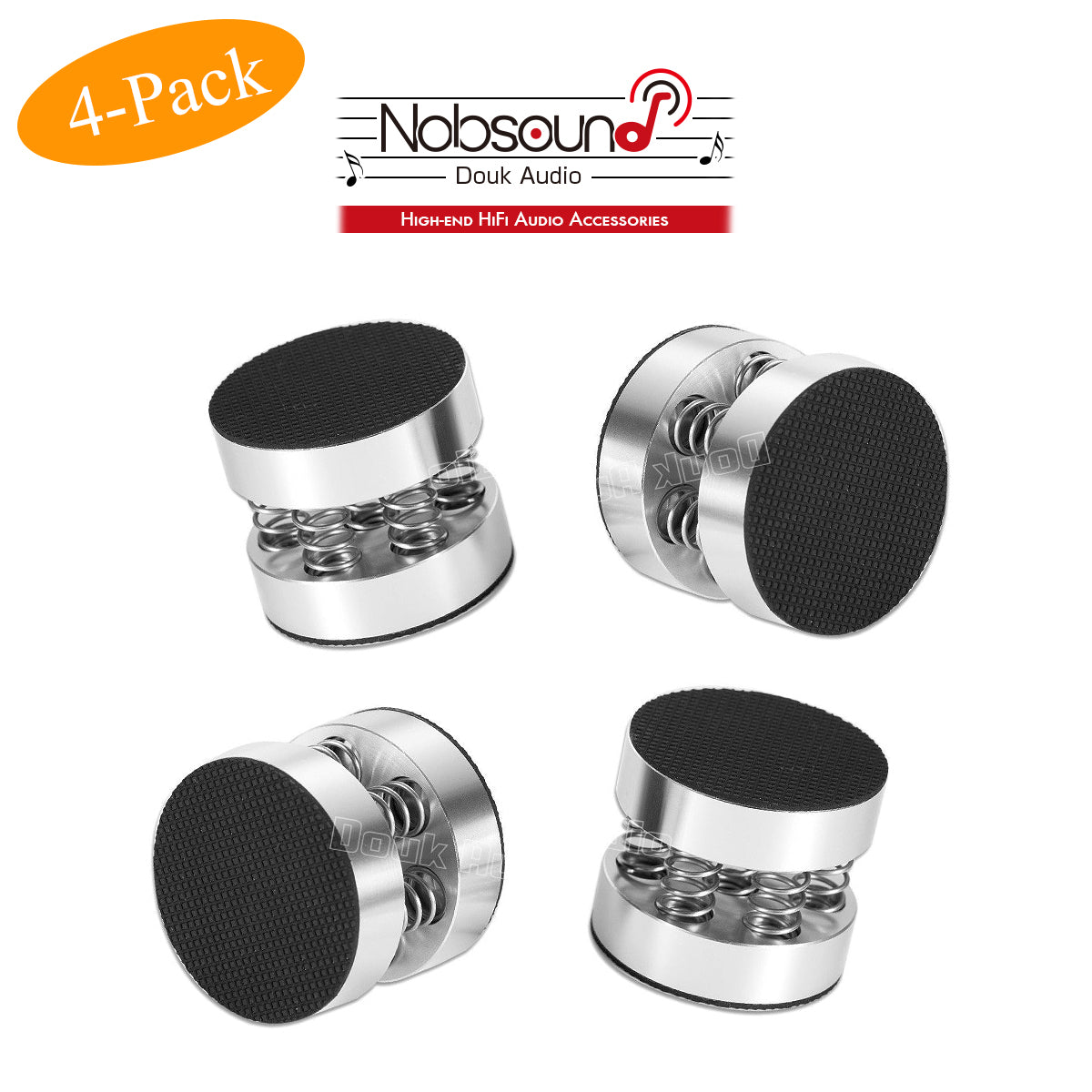 Nobsound 4 Stück Aluminium-Feder-Lautsprecher-Spikes, Pads, Isolationsständer, Füße, Matte für HiFi-Verstärker/CD-Player 
