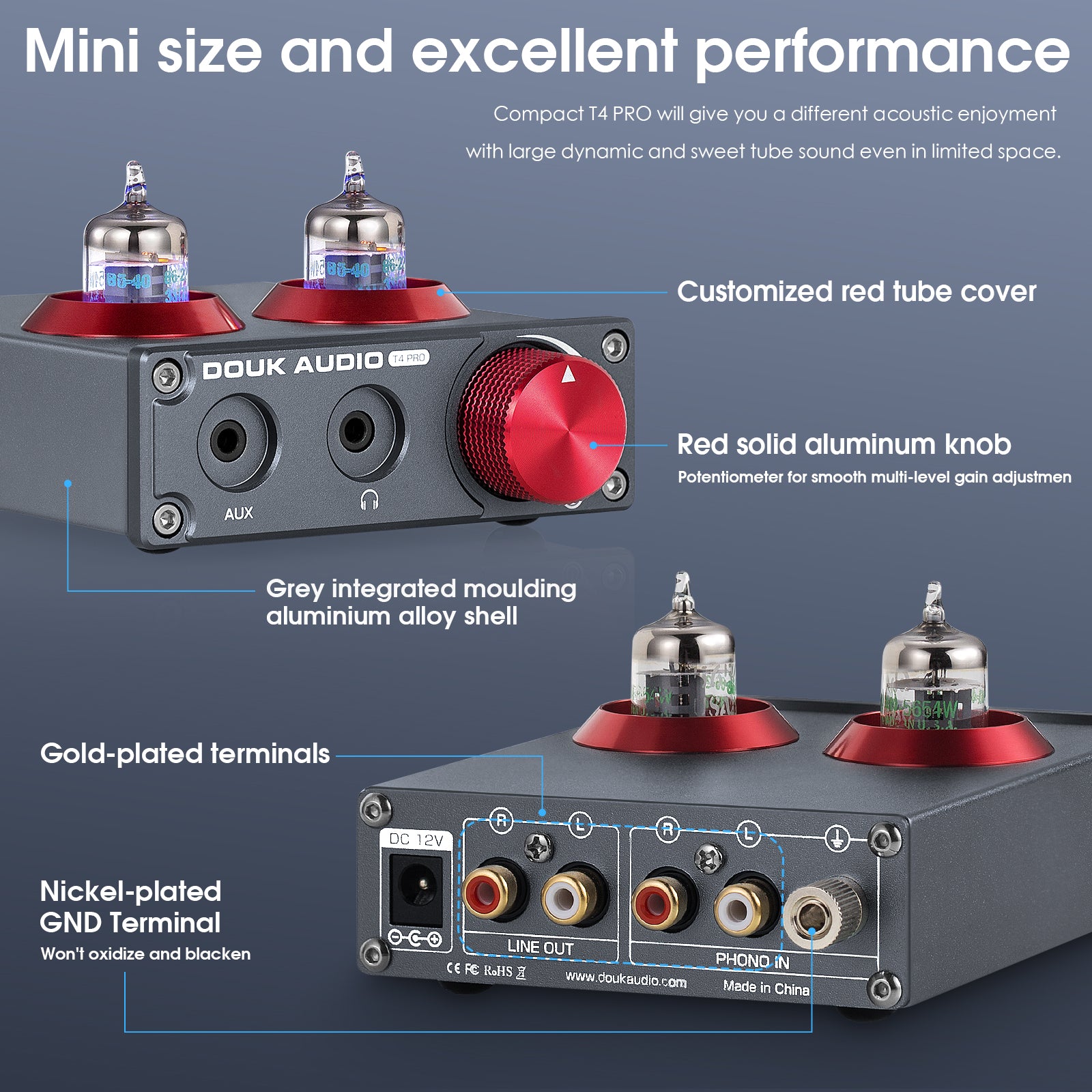 Douk Audio T4 PRO Tube Phono Preamp & Headphone Amplifier