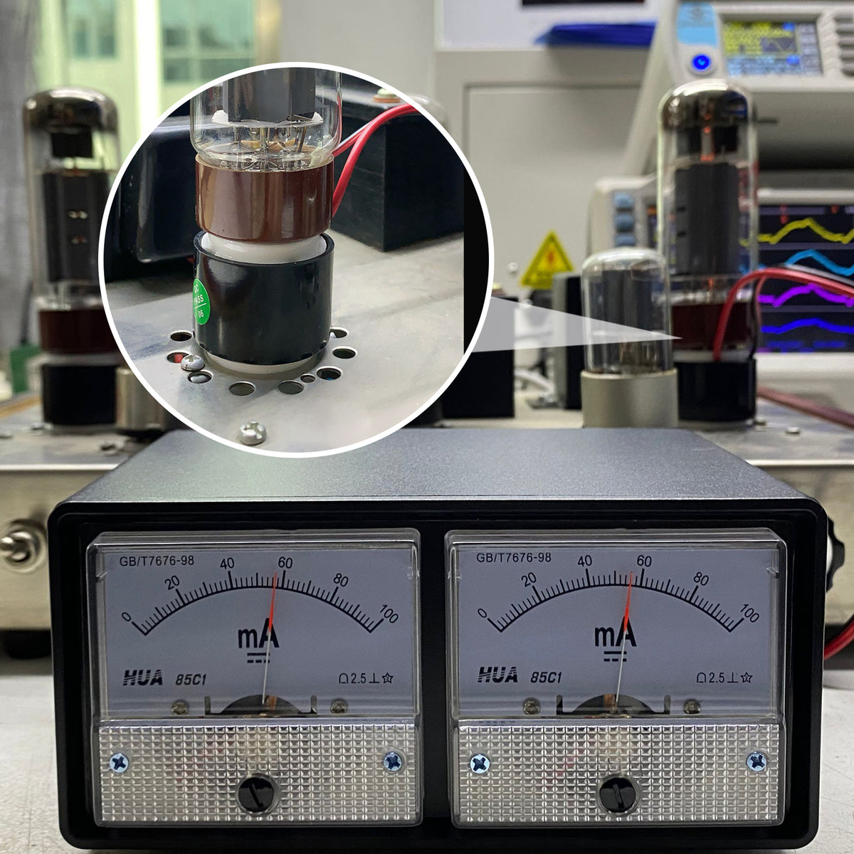 Douk Audio CT1-BOX 8-Pin Dual Bias Current Probes Tester mit VU-Meter für EL34 KT88 6L6 6V6 6550 KT66 Tube 
