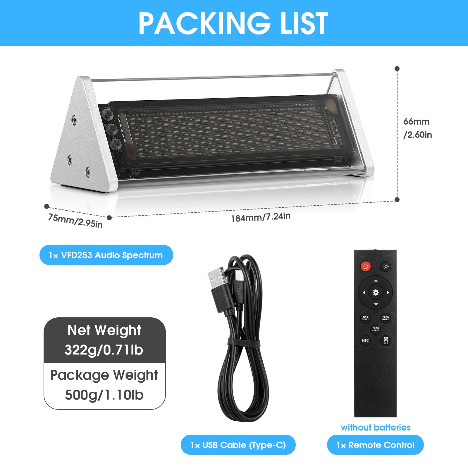 Douk Audio VFD253 3.5mm AUX Switcher Box VFD Audio Analyser Bluetooth 5.0 Receiver Home Desk Clock