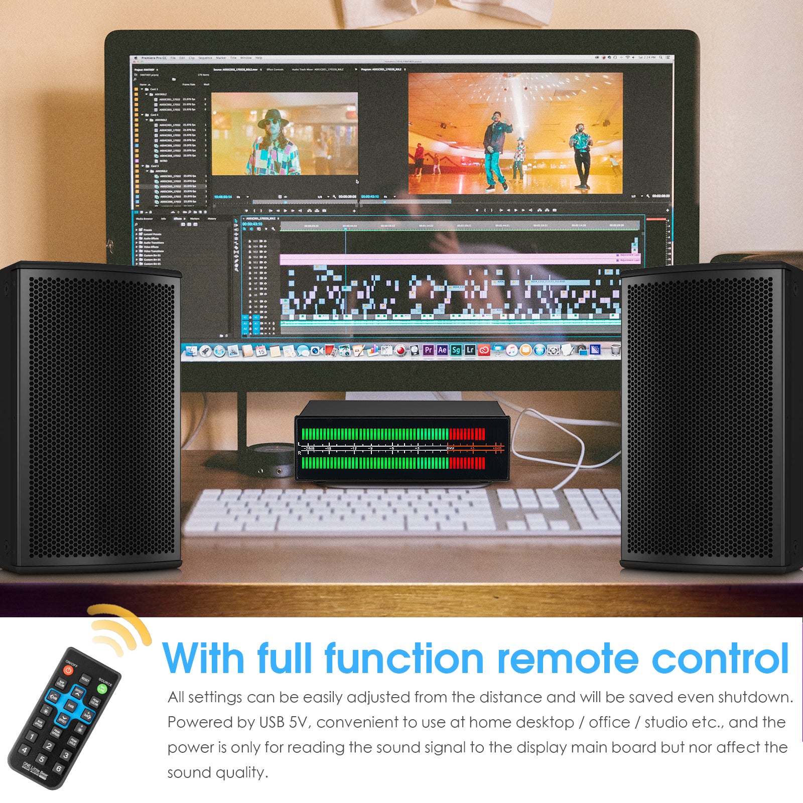 Douk Audio VU56PRO MIC+LINE Stereo RGB LED Sound Level Meter Audio Splitter Switcher Music Spectrum Visualizer