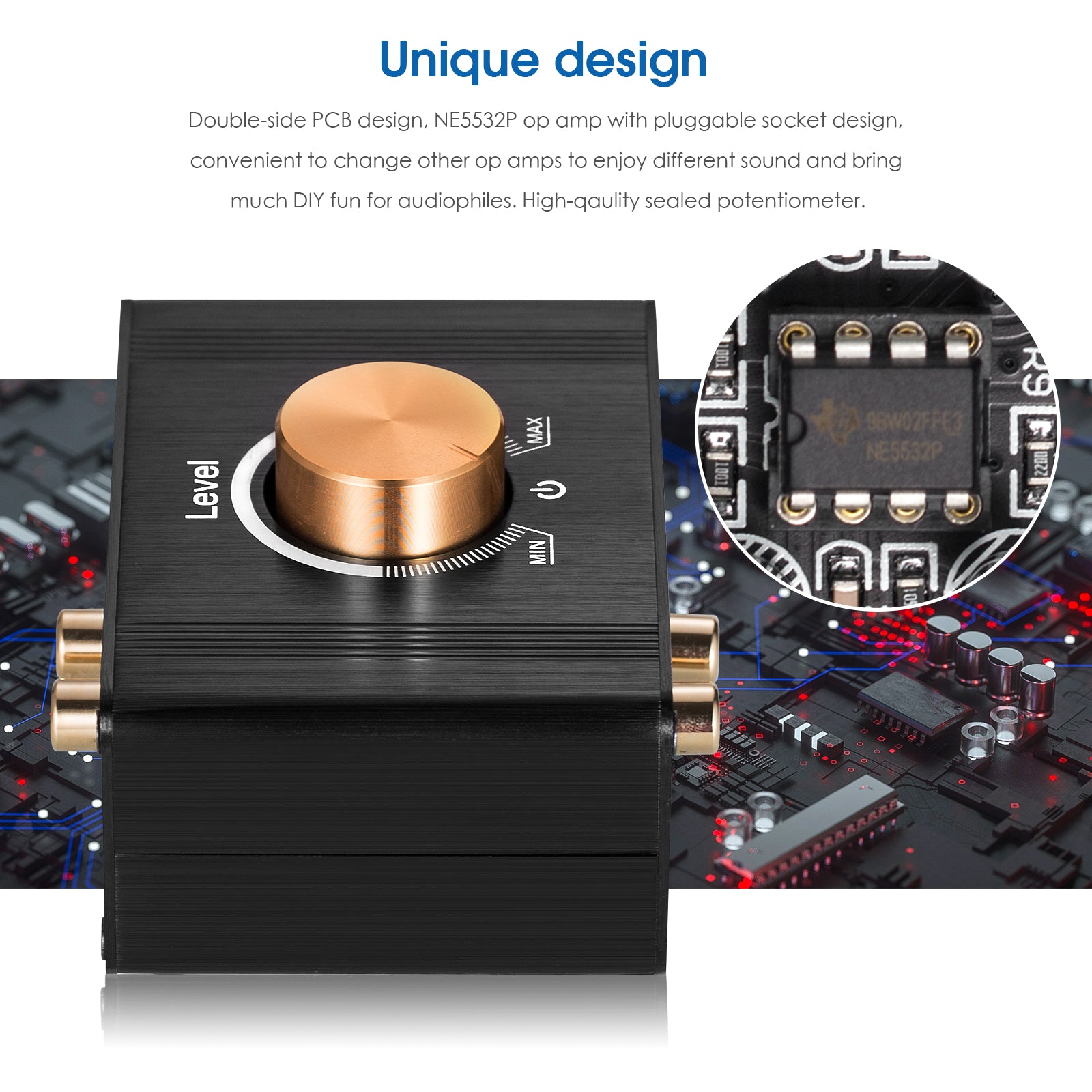 Douk Audio L1 Mini Stereo Line Level Booster Amplifier Audio Preamp 20dB Gain w/Volume Control