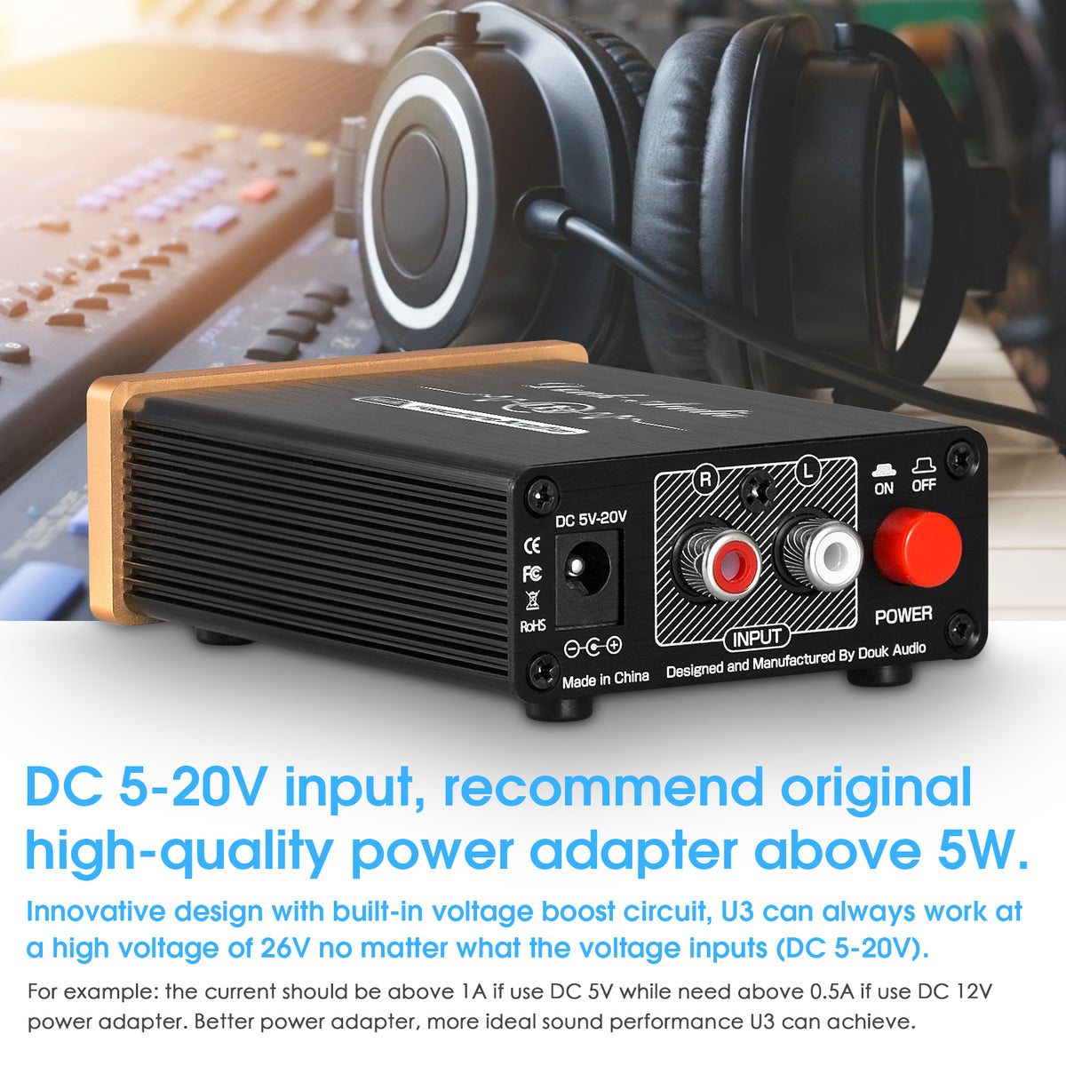 Douk Audio U3 Mini Class A Headphone Amplifier HiFi Desktop Stereo Amp for HD650/K701/DT880/T70/RS1e